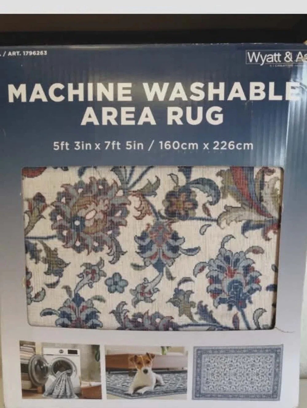 (Ew) Wyatt & Ash Machine Washable Area Rug 5ft3in X 7ft5in NIB